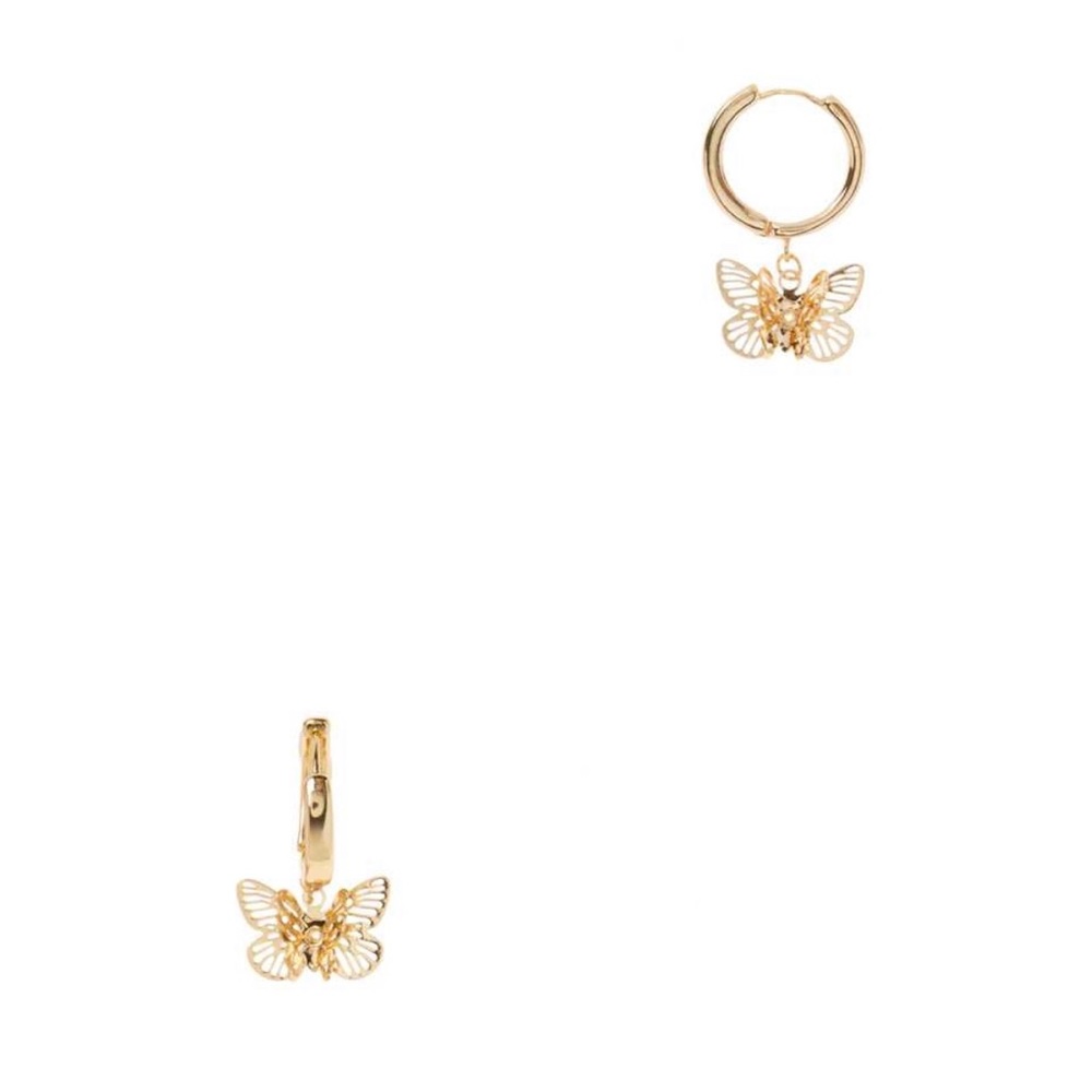 Butterfly dangle huggie hoop earrings